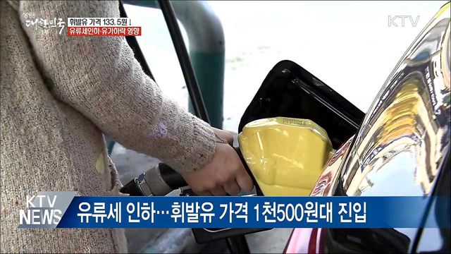 유류세 인하 효과···휘발유 가격 133.5원↓