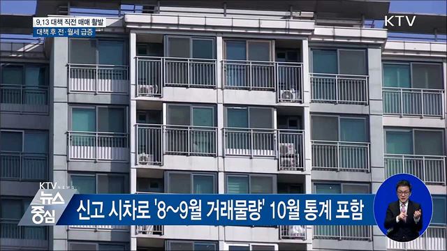 9.13대책 직전 매매 활발···대책 후 전·월세 급증