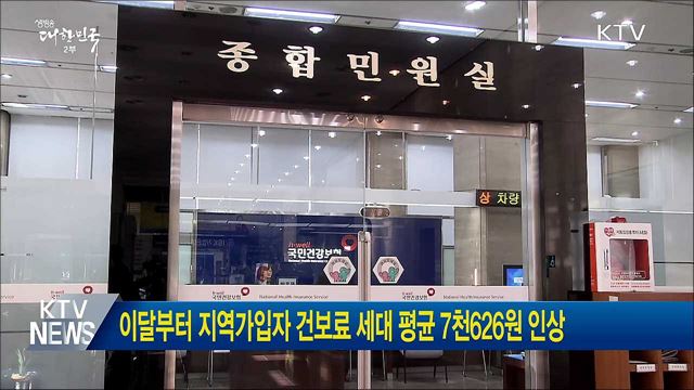 이달부터 지역가입자 건보료 세대 평균 7천626원 인상