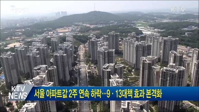 서울 아파트값 2주 연속 하락···9·13대책 효과 본격화