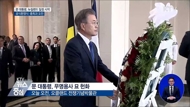 문 대통령, 뉴질랜드 총독과 오찬···앞서 공식환영식