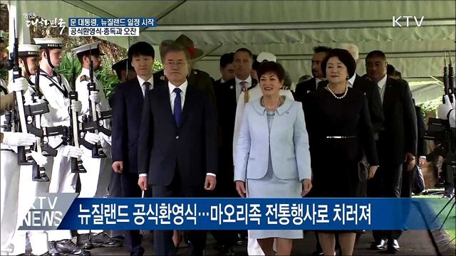 문 대통령, 뉴질랜드 총독과 오찬···앞서 공식환영식