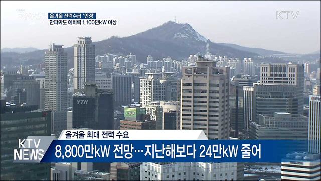 올겨울 전력수급 '안정'···한파와도 예비력 충분