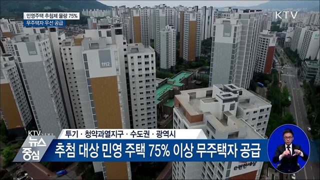 민영주택 추첨제 물량 75% 무주택자 우선 공급