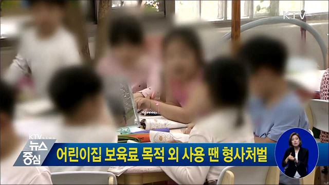 어린이집 보육료 목적 외 사용 땐 형사처벌