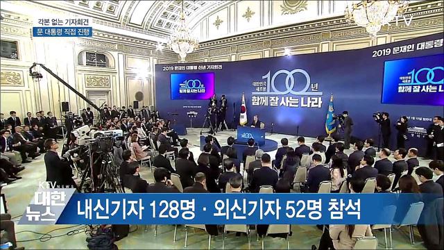 각본 없는 기자회견···문 대통령 직접 진행