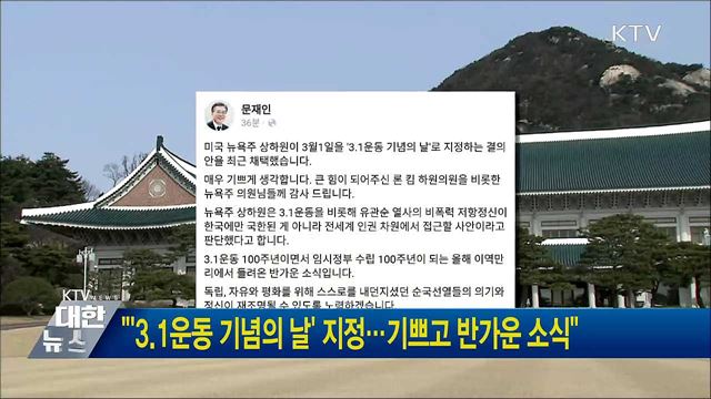 "'3.1운동 기념의 날' 지정···기쁘고 반가운 소식"