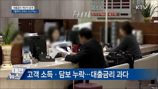대출금리 계산식 공개···7월부터 코픽스 0.27%p↓