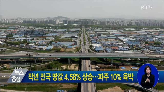 작년 전국 땅값 4.58% 상승···파주 10% 육박