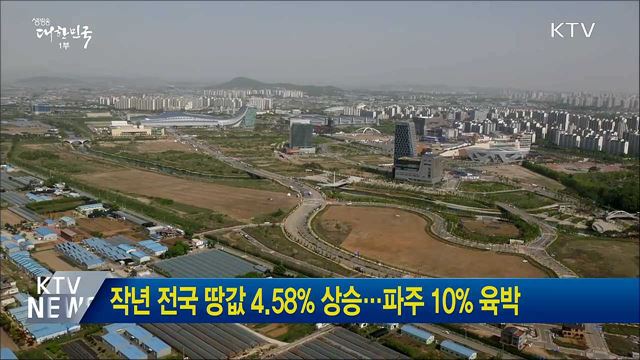 작년 전국 땅값 4.58% 상승···파주 10% 육박