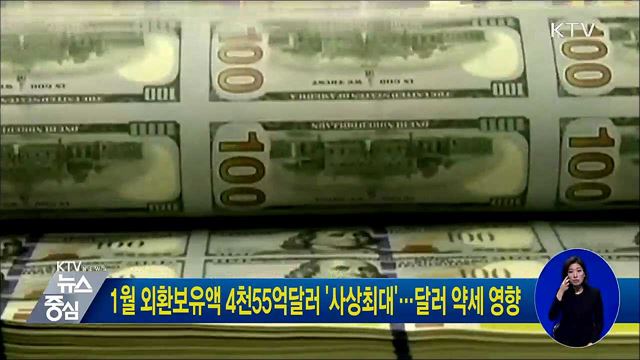 1월 외환보유액 4천55억달러 '사상최대'···달러 약세 영향