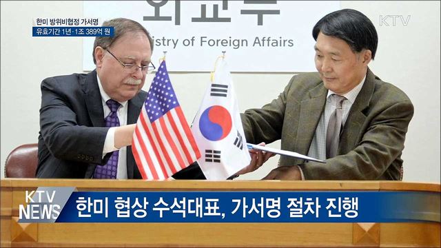 한미 방위비분담협정 가서명···'1조 389억'