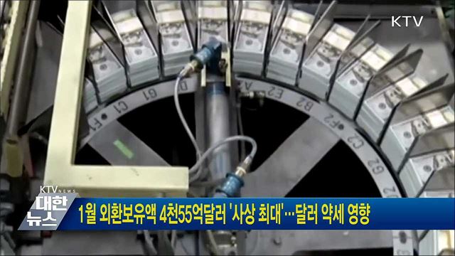 1월 외환보유액 4천55억달러 '사상 최대'···달러 약세 영향