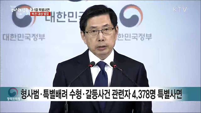 3·1절 특별사면 복권 대상 발표