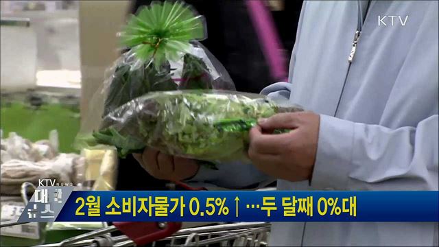 2월 소비자물가 0.5%↑···두 달째 0%대