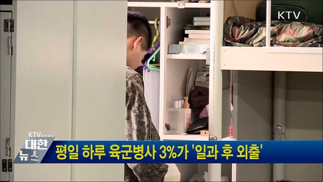 일 하루 육군병사 3%가 '일과 후 외출'