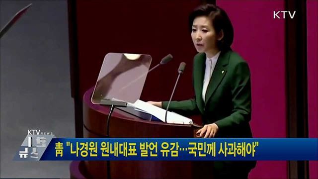 靑 "나경원 원내대표 발언 유감···국민께 사과해야"