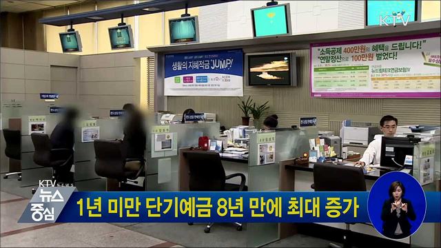 1년 미만 단기예금 8년 만에 최대 증가