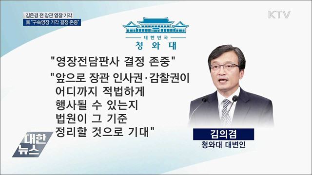 靑, 김은경 영장 기각에 "결정 존중"