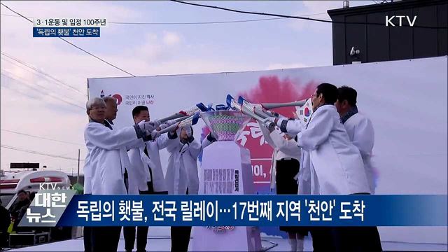 '독립의 횃불' 릴레이···천안 밝히고 대전으로