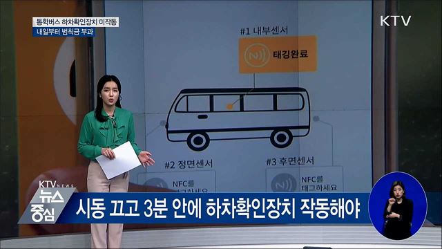 통학버스 하차확인장치 미작동, 내일부터 범칙금