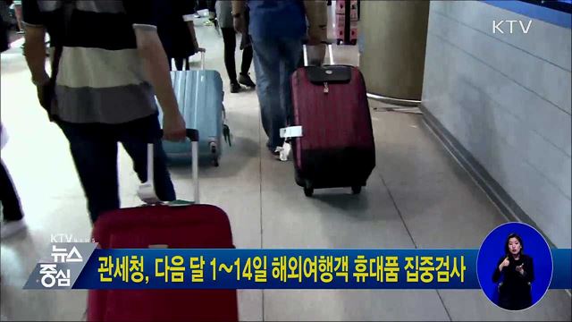 관세청, 다음 달 1~14일 해외여행객 휴대품 집중검사