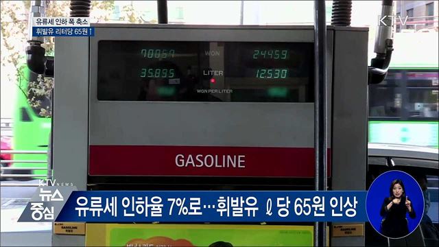 유류세 인하 폭 축소···휘발유 리터당 65원 인상