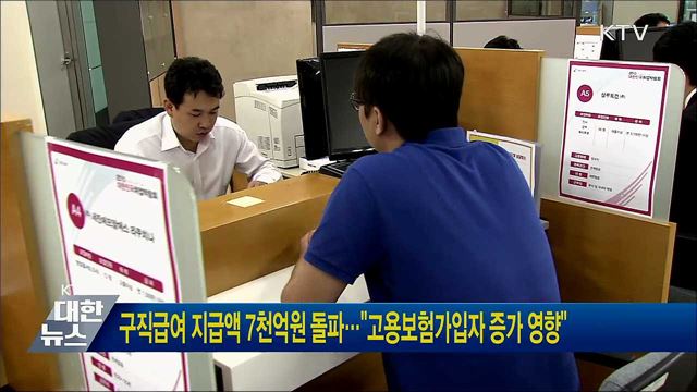 구직급여 지급액 7천억원 돌파···"고용보험가입자 증가 영향"
