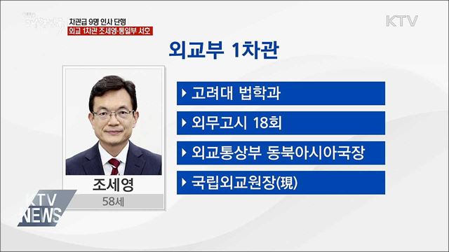 차관급 9명 인사 단행···외교안보 3부처 차관 교체