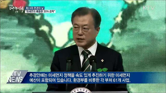 문 대통령 "2022년까지 미세먼지 배출량 30% 감축"