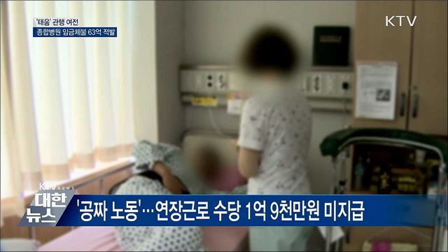 병원 내 '태움' 관행 여전···임금체불 63억