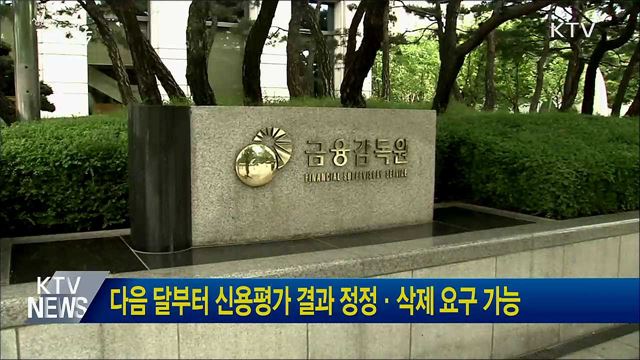 다음 달부터 신용평가 결과 정정·삭제 요구 가능