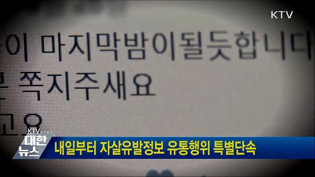 내일부터 자살유발정보 유통행위 특별단속