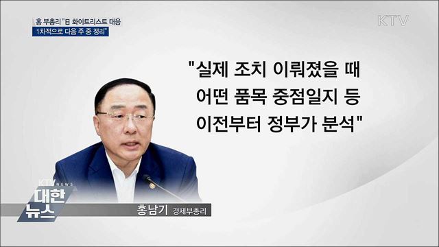 홍 부총리 "日 화이트리스트 제외 대응, 다음 주 정리"