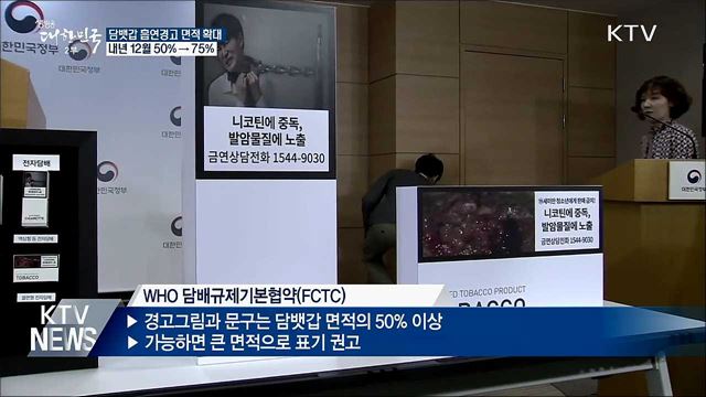 담뱃갑 흡연경고 면적 50% → 75%로 확대