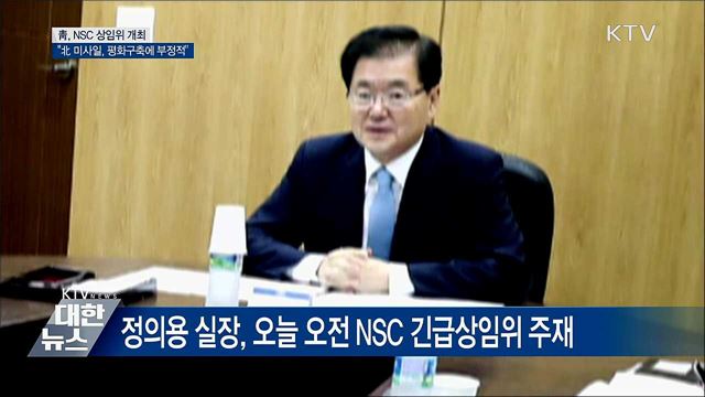 靑 NSC 상임위···"미사일 발사, 평화구축에 부정적"