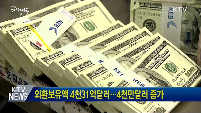 외환보유액 4천31억달러···4천만달러 증가