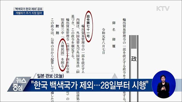 '백색국가 한국 제외' 공포···개별허가 대상 유지