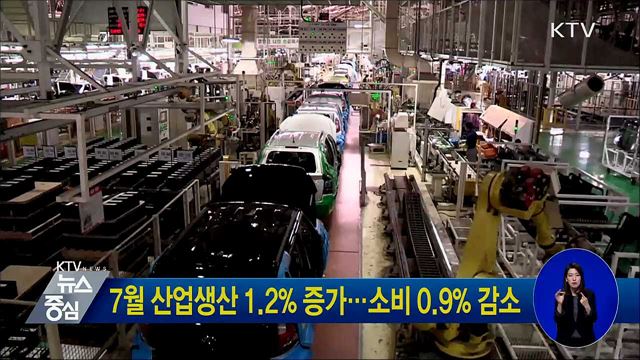 7월 산업생산 1.2% 증가···소비 0.9% 감소