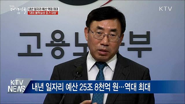 내년 일자리 예산 역대 최대···"대외 불확실성 증가"