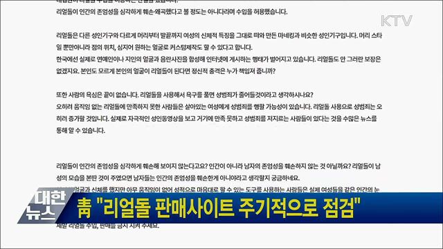 靑 "리얼돌 판매사이트 주기적으로 점검"