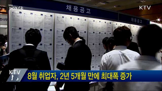 8월 취업자, 2년 5개월 만에 최대폭 증가
