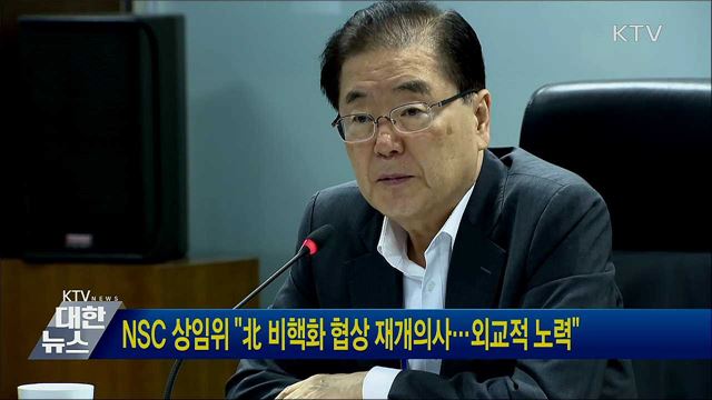 NSC 상임위 "北 비핵화 협상 재개의사···외교적 노력"  