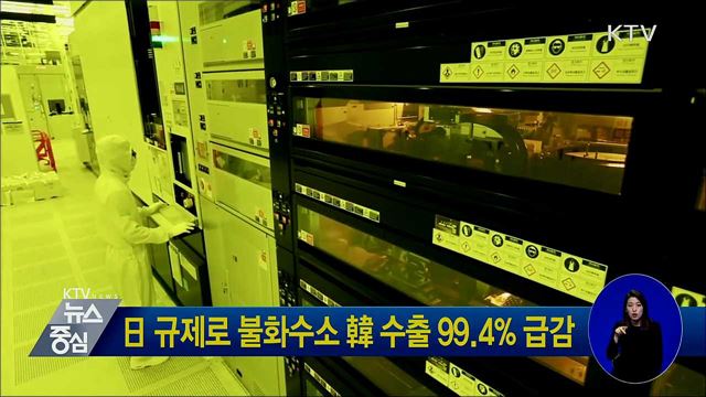 日 규제로 불화수소 韓 수출 99.4% 급감
