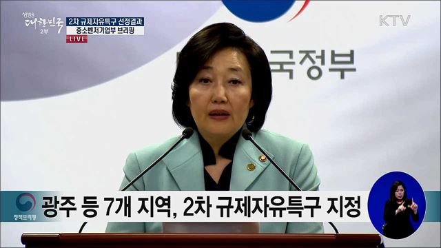 2차 규제자유특구 선정결과 중소벤처기업부 브리핑 