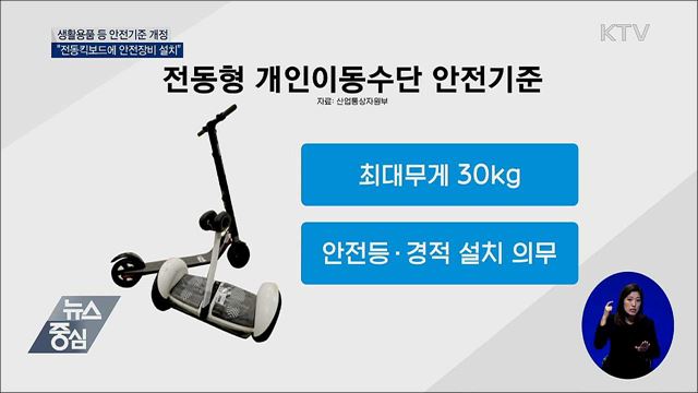 생활제품 안전기준 개정···"전동킥보드 안전 장비 의무"