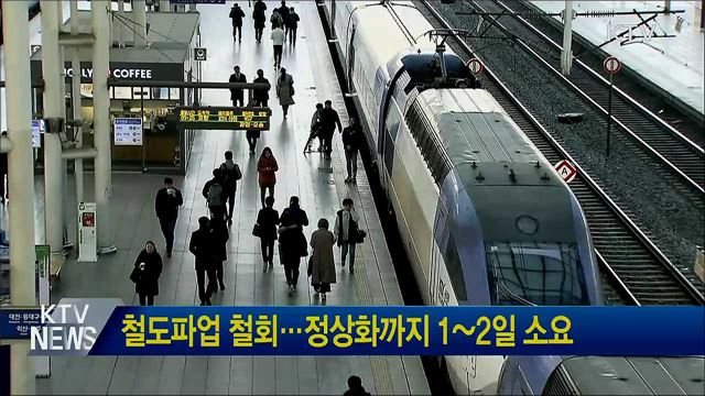 철도파업 철회···정상화까지 1~2일 소요