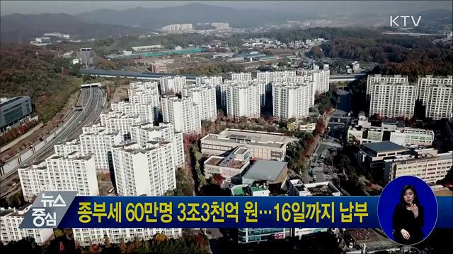 종부세 60만명 3조3천억 원···16일까지 납부