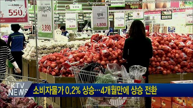소비자물가 0.2% 상승···4개월만에 상승 전환