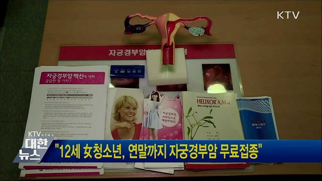 "12세 女청소년, 연말까지 자궁경부암 무료접종"